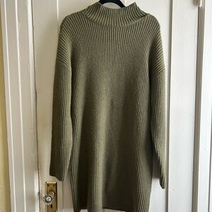 Lucky Brand NWT Olive Green Turtleneck Sweater Dress